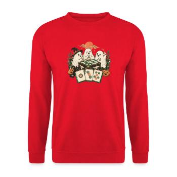 Geister-Mahjong-Nacht - Unisex Pullover - Rot - Vorne - Alina (178cm) & Michal (187cm)