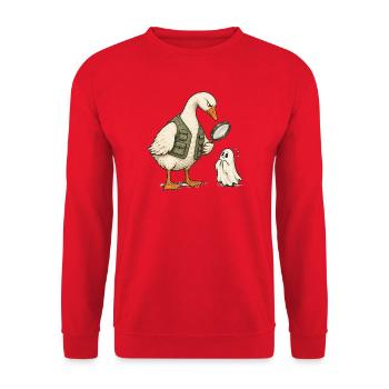 Gäns-Detektiv und Geister-Rätsel - Unisex Pullover - Rot - Vorne - Alina (178cm) & Michal (187cm)