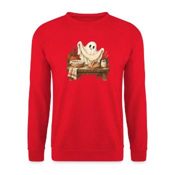 Herbstgeist am Erntetisch - Unisex Pullover - Rot - Vorne - Alina (178cm) & Michal (187cm)