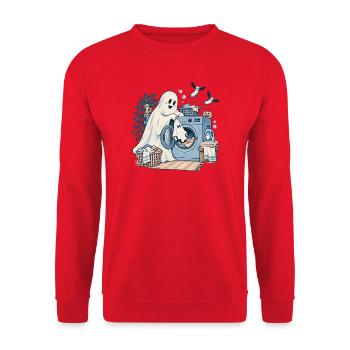 Geisterhafter Waschtag - Unisex Pullover - Rot - Vorne - Alina (178cm) & Michal (187cm)