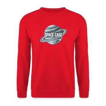 Space Case Planetenkreis Retro-Logo - Unisex Pullover - Rot - Vorne - Alina (178cm) & Michal (187cm)