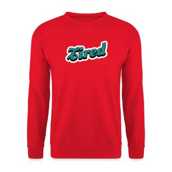 Müder dunkler türkisfarbener Retro-Skripttext - Unisex Pullover - Rot - Vorne - Alina (178cm) & Michal (187cm)