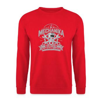 i bi a Mechanika - ba mir is ka Schraubn locka - Unisex Pullover - Rot - Vorne - Alina (178cm) & Michal (187cm)