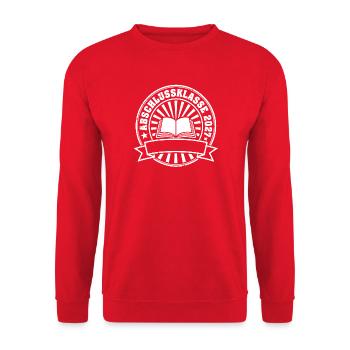 Abschlussklasse 2027 Retro Abzeichen Schule Shirt - Unisex Pullover - Rot - Vorne - Alina (178cm) & Michal (187cm)