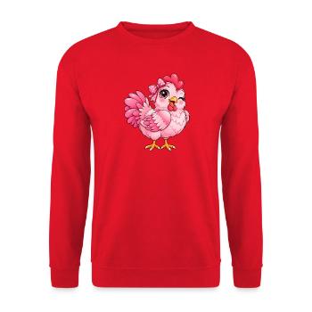 Kawaii Pink Hen - Unisex Pullover - Rot - Vorne - Alina (178cm) & Michal (187cm)