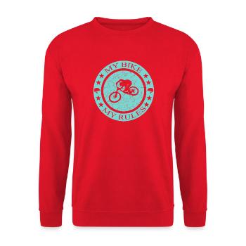 My Bike My Rules - Biken - Unisex Pullover - Rot - Vorne - Alina (178cm) & Michal (187cm)