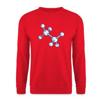Blaues Molekülnetz Muster - Unisex Pullover - Rot - Vorne - Alina (178cm) & Michal (187cm)
