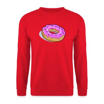 Pink Glasierter Donut PopArt - Unisex Pullover - Rot - Vorne - Alina (178cm) & Michal (187cm)