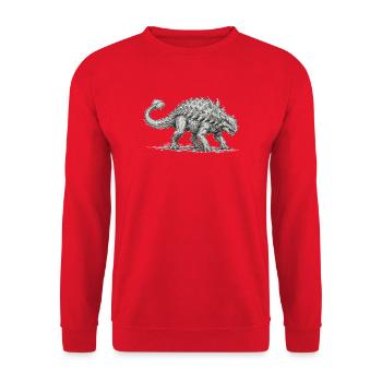 Ankylosaurus Motiv Dinosaurier Design Urzeit - Unisex Pullover - Rot - Vorne - Alina (178cm) & Michal (187cm)