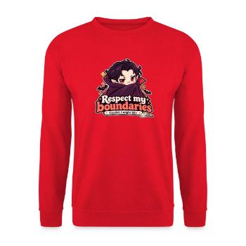 Halloween – Respektiere meine Grenzen – Kawaii-Vampir - Unisex Pullover - Rot - Vorne - Alina (178cm) & Michal (187cm)