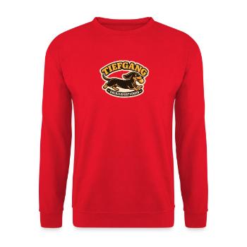 Tiefgang Dackel Vereinslogo - Unisex Pullover - Rot - Vorne - Alina (178cm) & Michal (187cm)