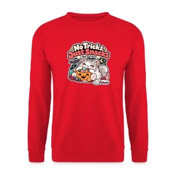 Halloween – Keine Tricks, nur Snacks – Gatto Goloso - Unisex Pullover - Rot - Vorne - Alina (178cm) & Michal (187cm)