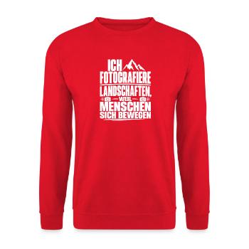 Landschaftsfotografie Spruch Fotoapparat Berg - Unisex Pullover - Rot - Vorne - Alina (178cm) & Michal (187cm)