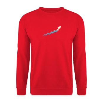 To The Moon: Bullenmarkt-Wachstumsdiagramm mit Golden - Unisex Pullover - Rot - Vorne - Alina (178cm) & Michal (187cm)