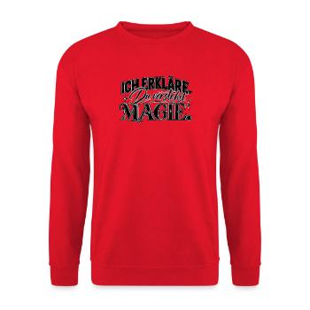 Ich erkläre Du verstehst Magie – Lehrer Geschenk - Unisex Pullover - Rot - Vorne - Alina (178cm) & Michal (187cm)