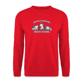Axolotl Fragen - Unisex Pullover - Rot - Vorne - Alina (178cm) & Michal (187cm)
