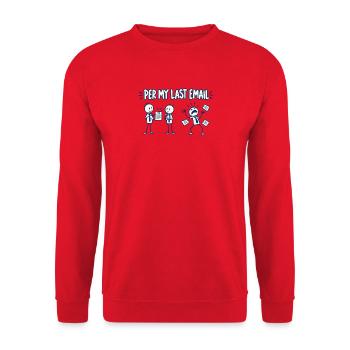 Laut letzter E-Mail - Unisex Pullover - Rot - Vorne - Alina (178cm) & Michal (187cm)