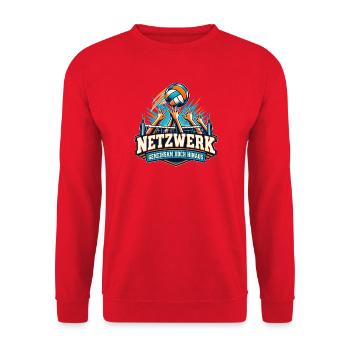 Netzwerk – Gemeinsam hoch hinaus - Unisex Pullover - Rot - Vorne - Alina (178cm) & Michal (187cm)