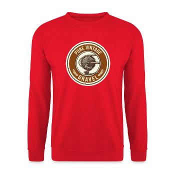 Vintage Cycling Gravel Bike Abzeichen der 1950er Jahre - Unisex Pullover - Rot - Vorne - Alina (178cm) & Michal (187cm)