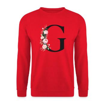 G Buchstabe Monogram Floral - Unisex Pullover - Rot - Vorne - Alina (178cm) & Michal (187cm)