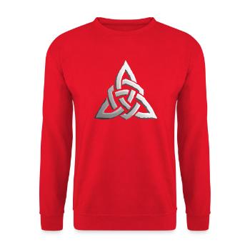 Keltischer Triadenknoten - Unisex Pullover - Rot - Vorne - Alina (178cm) & Michal (187cm)