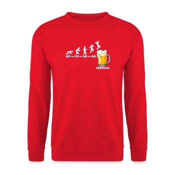 Freitag Bier Wochenende Feierabend Lustiger Spruch - Unisex Pullover - Rot - Vorne - Alina (178cm) & Michal (187cm)