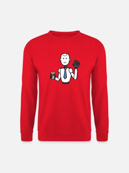 Geschäftsmann-Roboter mit Kaffee - Unisex Pullover - Rot