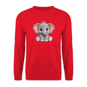 Kuscheltier Elefant Amigurumi Grau - Unisex Pullover - Rot - Vorne - Alina (178cm) & Michal (187cm)