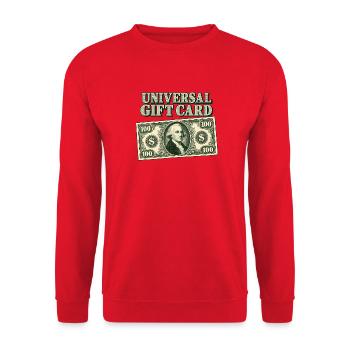 Universal-Geschenkkarte - Unisex Pullover - Rot - Vorne - Alina (178cm) & Michal (187cm)