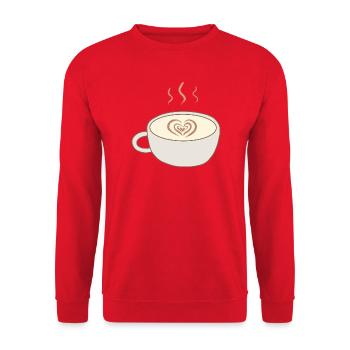 Latte Heart Cup Kunst - Unisex Pullover - Rot - Vorne - Alina (178cm) & Michal (187cm)