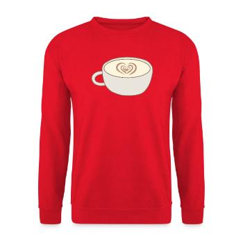 Heart Latte Cup Kunst - Unisex Pullover - Rot - Vorne - Alina (178cm) & Michal (187cm)