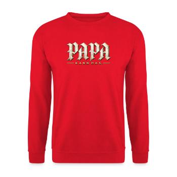 Papa kann das. Selbstbewusster Papa-Spruch - Unisex Pullover - Rot - Vorne - Alina (178cm) & Michal (187cm)