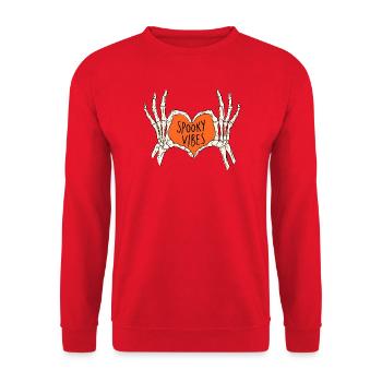 Spooky Vibes Herz aus Knochen - Unisex Pullover - Rot - Vorne - Alina (178cm) & Michal (187cm)