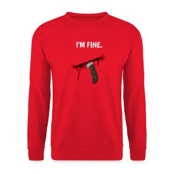 I'm fine - Messer mit Blutspritzern - Unisex Pullover - Rot - Vorne - Alina (178cm) & Michal (187cm)