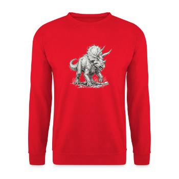 Triceratops Motiv Dinosaurier Urzeit Saurier - Unisex Pullover - Rot - Vorne - Alina (178cm) & Michal (187cm)