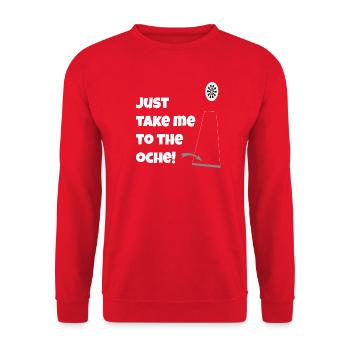 Just take me to the Oche  - Unisex Pullover - Rot - Vorne - Alina (178cm) & Michal (187cm)
