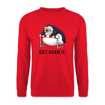 Süßer Pinguin Cartoon lustig Hürdenlaufen - Unisex Pullover - Rot - Vorne - Alina (178cm) & Michal (187cm)