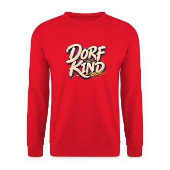 Dorfkind Landleben Schriftzug - Unisex Pullover - Rot - Vorne - Alina (178cm) & Michal (187cm)