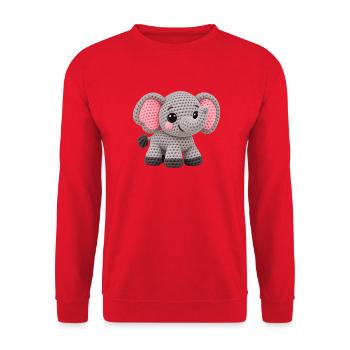 Amigurumi Elefant Kuscheltraum - Unisex Pullover - Rot - Vorne - Alina (178cm) & Michal (187cm)