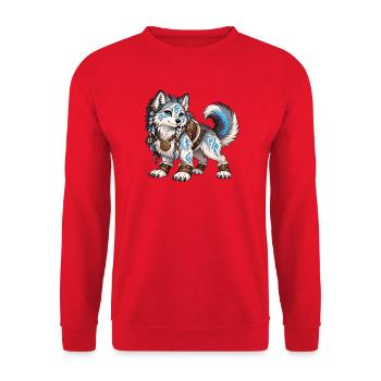 Kawaii Runenwolf - Unisex Pullover - Rot - Vorne - Alina (178cm) & Michal (187cm)