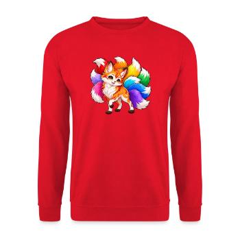 Neunschwänziger Fuchs mehrfarbiger Kawaii - Unisex Pullover - Rot - Vorne - Alina (178cm) & Michal (187cm)