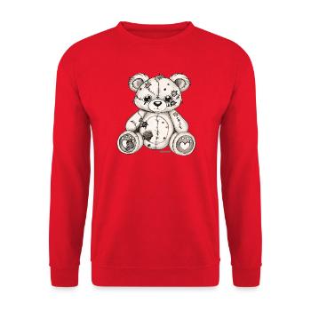  Teddybär Original Zeichnung  - Unisex Pullover - Rot - Vorne - Alina (178cm) & Michal (187cm)