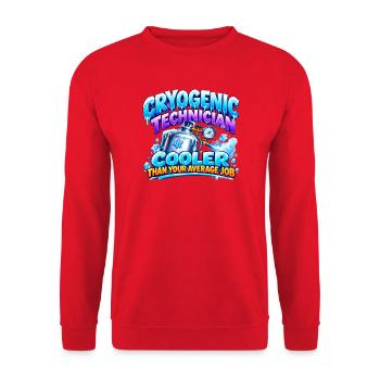 Kryogener Techniker – Kühler als der durchschnittliche Jo - Unisex Pullover - Rot - Vorne - Alina (178cm) & Michal (187cm)