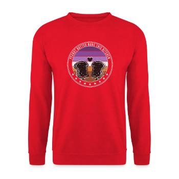 Erdnussbutter Marmelade - Spread Thick Pressed Tog - Unisex Pullover - Rot - Vorne - Alina (178cm) & Michal (187cm)