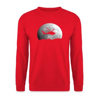 Hubschrauber Mond Geschenkidee - Unisex Pullover - Rot - Vorne - Alina (178cm) & Michal (187cm)