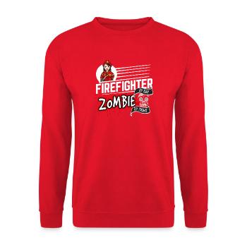 Firefighter by day Zombie by night - Feuerwehrfrau - Unisex Pullover - Rot - Vorne - Alina (178cm) & Michal (187cm)