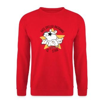 Rats rückwärts geschrieben ist Star - Unisex Pullover - Rot - Vorne - Alina (178cm) & Michal (187cm)