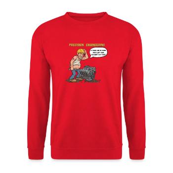 Präzisionsingenieur-Humor - Unisex Pullover - Rot - Vorne - Alina (178cm) & Michal (187cm)