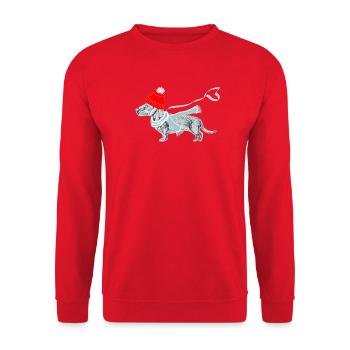 Dackel_Muetze - Unisex Pullover - Rot - Vorne - Alina (178cm) & Michal (187cm)