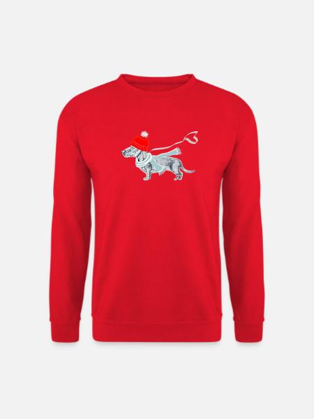 Dackel_Muetze - Unisex Pullover - Rot